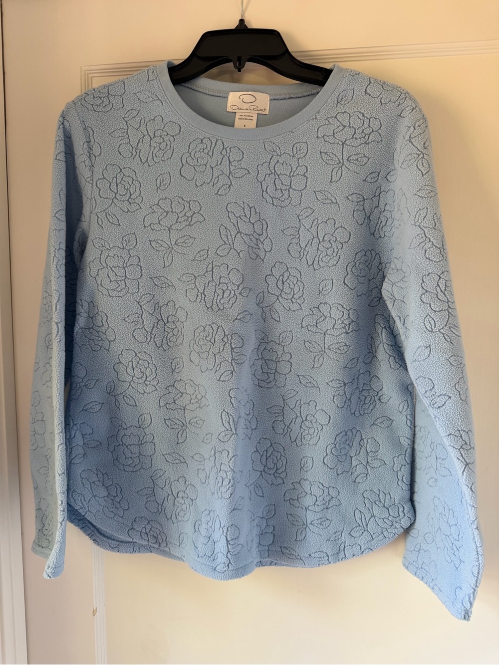 Oscar de la Renta Light Blue Floral Long-Sleeve Top